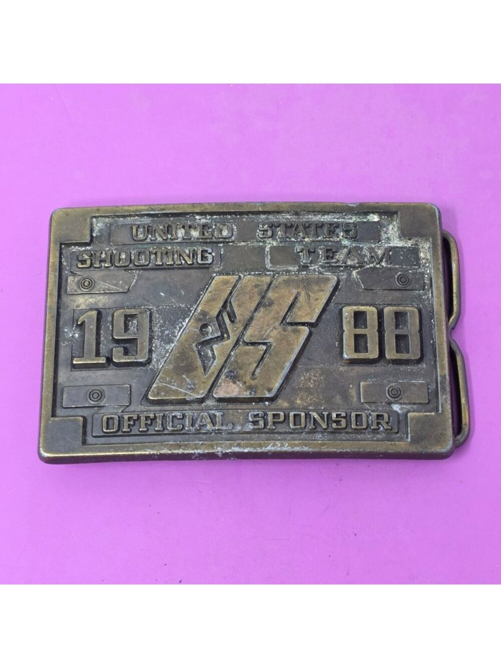 1988 Seoul Korea Olympic Shooting Team Official Sponsor Brass Belt Buckle